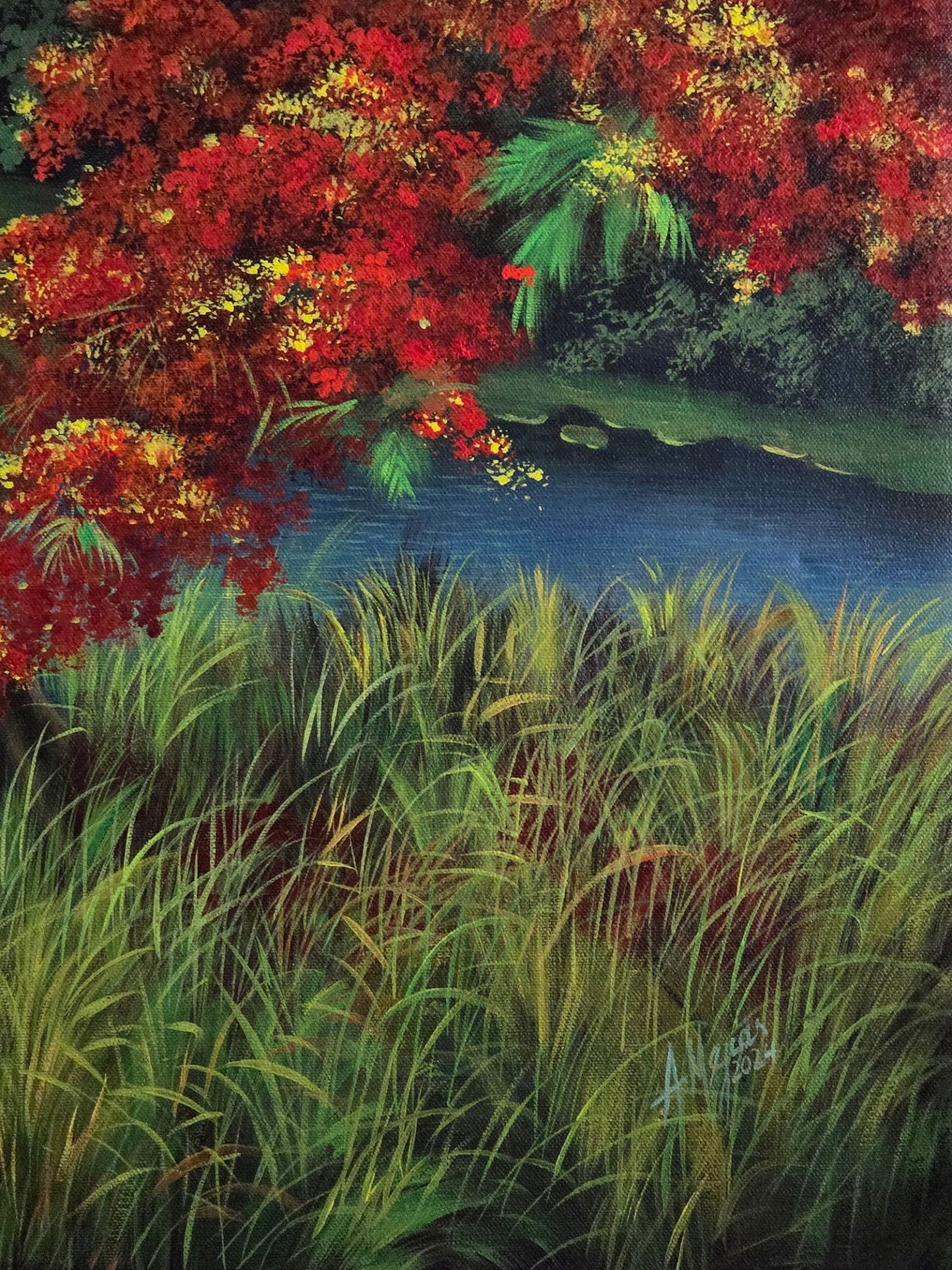 Armando Mejias (Cuban, born 1963). Monumental tropical jungle oil painting on canvas. A true - MJ Auction Gallery - Painting