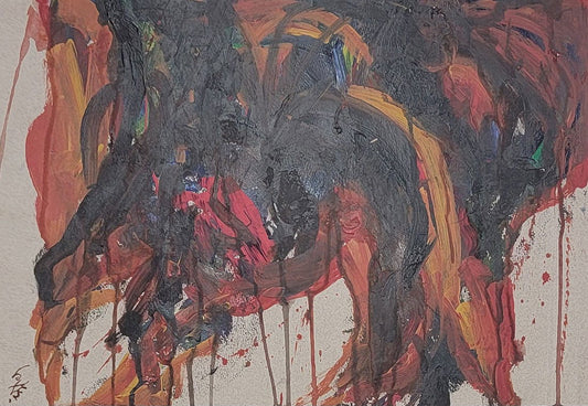 Kazuo Shiraga, a Japanese artist, created abstract paintings using his feet and explored themes of - MJ Auction Gallery - Painting
