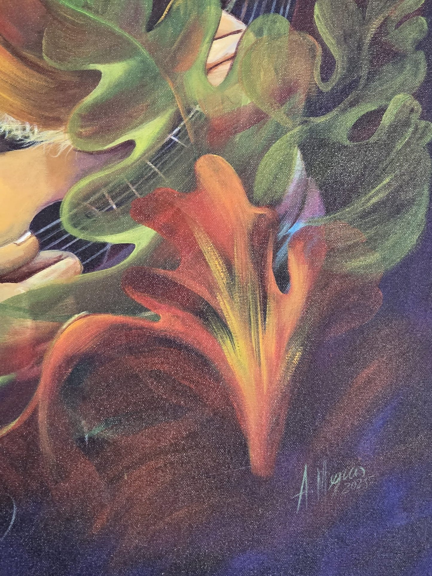 Oil on Canvas - Woman with Red Hat and Flowers (Armando Mejías) - MJ Auction Gallery - Painting