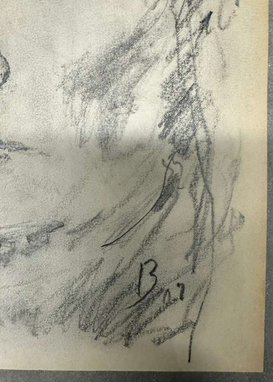 Pencil and Charcoal Portrait (B.) - MJ Auction Gallery - Painting