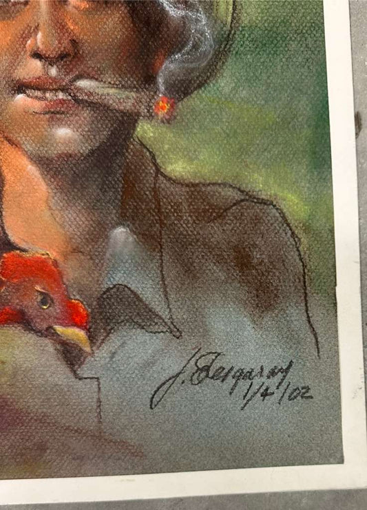 Portrait with Rooster (J. Lergaray) - MJ Auction Gallery - Painting