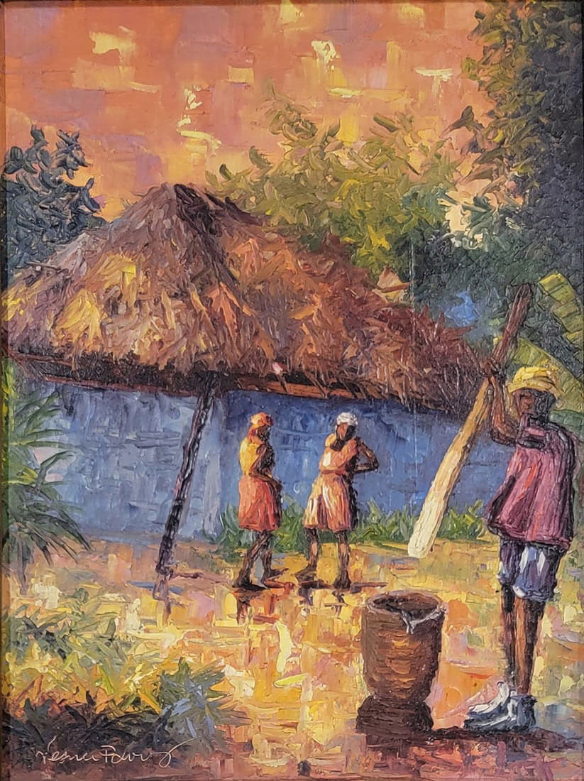 Haitian artist named Jesus Pouey,oil on canvas,size:16??h x 12??w,come with frame.
