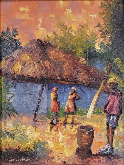 Haitian artist named Jesus Pouey,oil on canvas,size:16??h x 12??w,come with frame.