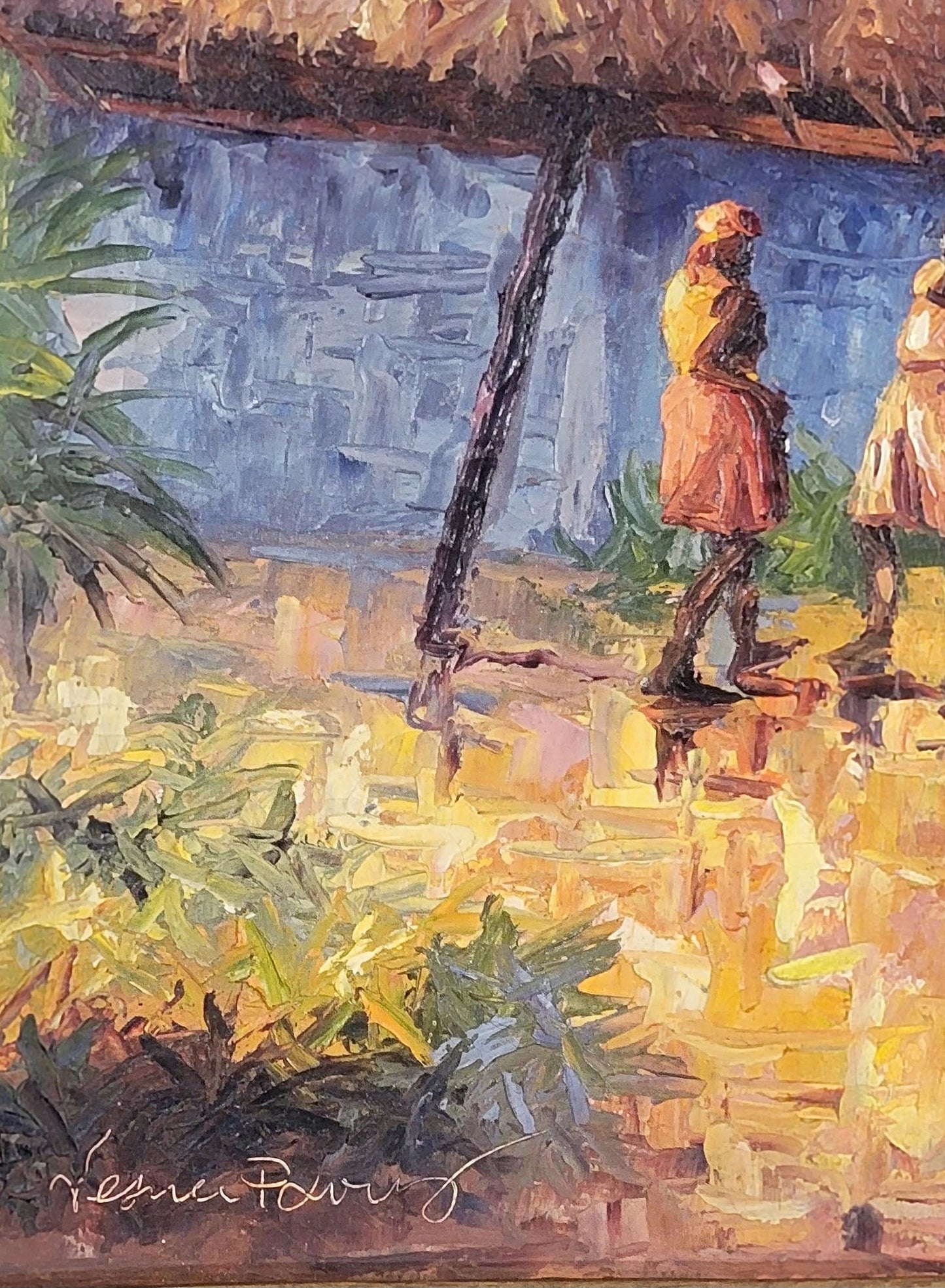 Haitian artist named Jesus Pouey,oil on canvas,size:16??h x 12??w,come with frame.