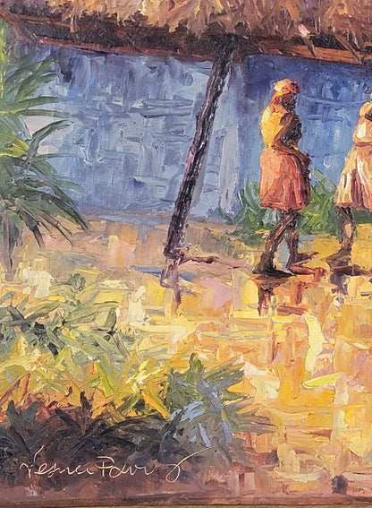 Haitian artist named Jesus Pouey,oil on canvas,size:16??h x 12??w,come with frame.