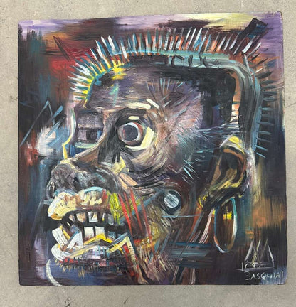 Acrylic Portrait on Cardboard (Jean - Michel Basquiat) - MJ Auction Gallery - Painting