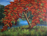 Armando Mejias (Cuban, born 1963). Monumental tropical jungle oil painting on canvas. A true