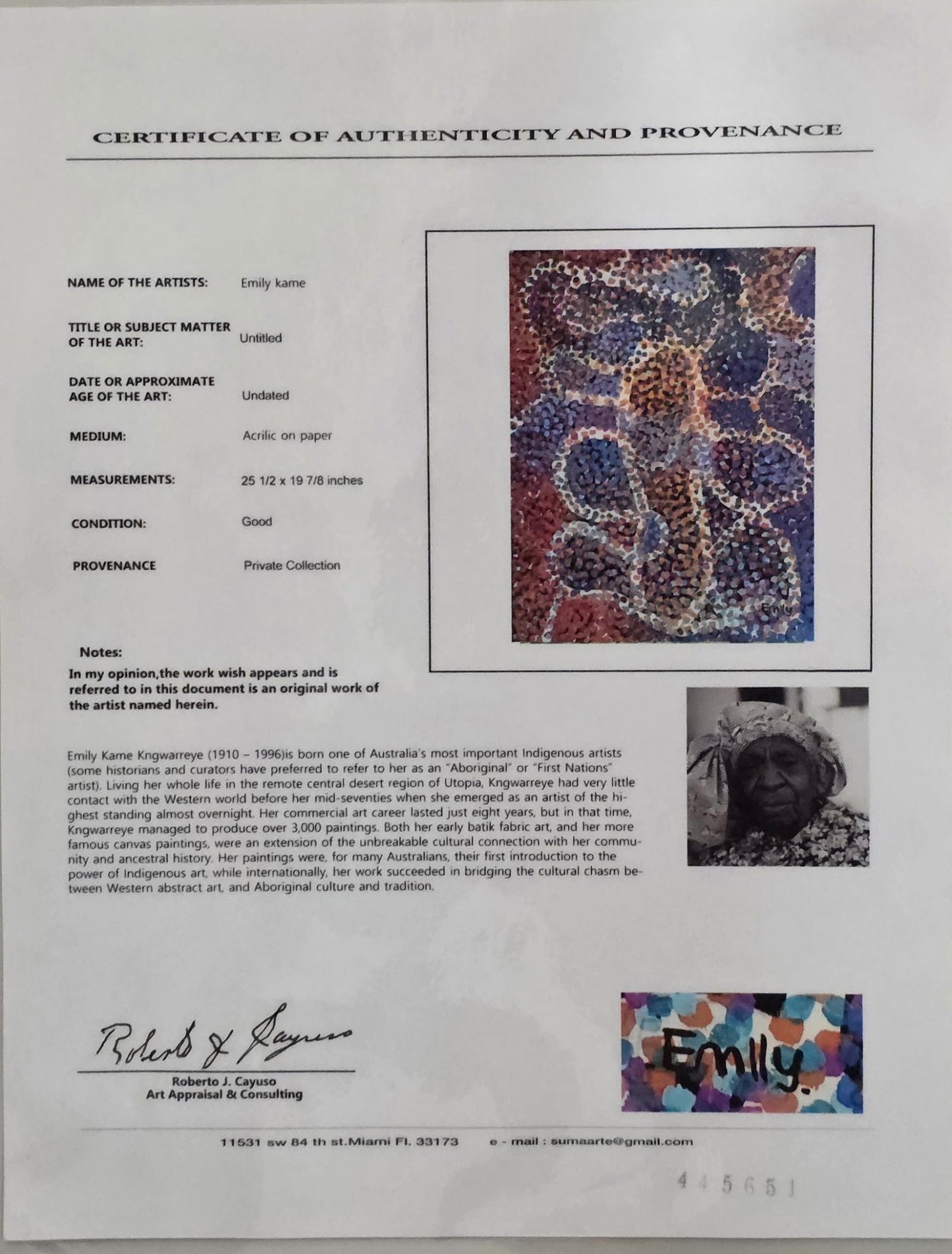 Emily Kane Kngwarreye (1910 - 1996) was an Australian artist known for her abstract paintings of the - MJ Auction Gallery - Painting