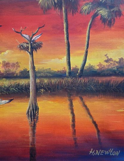 Harold Newton (1934 - 1994) is an American landscape artist from Gifford, Florida and one of the ori - MJ Auction Gallery - Painting
