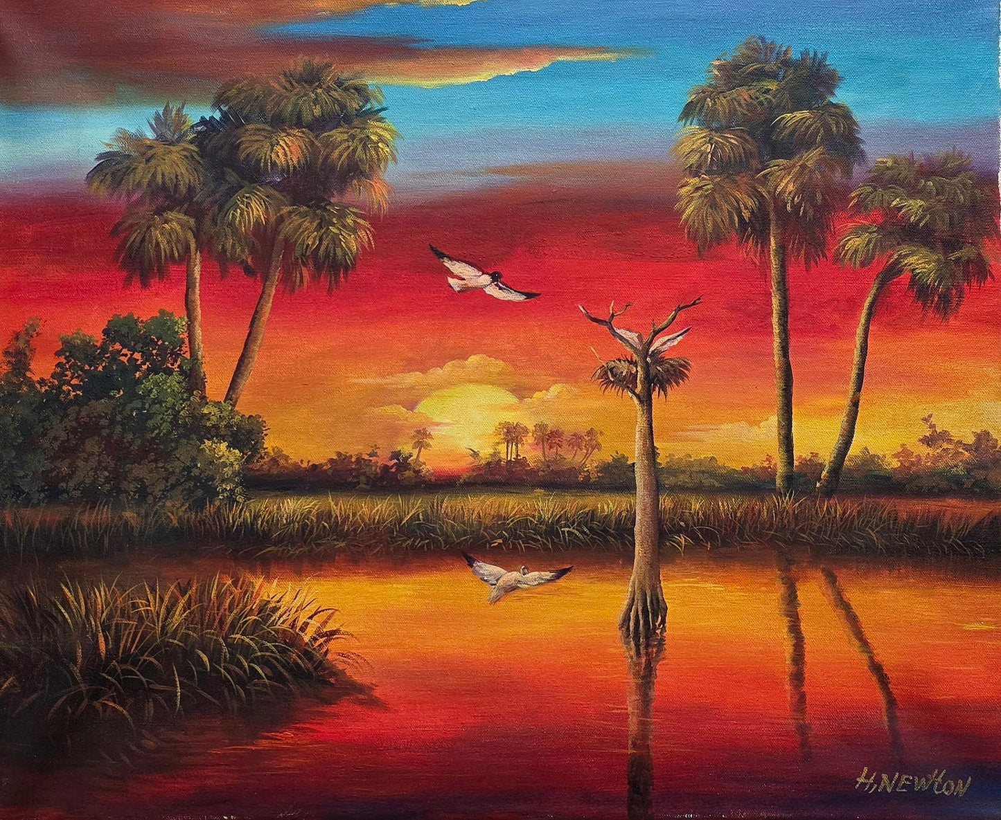 Harold Newton (1934 - 1994) is an American landscape artist from Gifford, Florida and one of the ori - MJ Auction Gallery - Painting