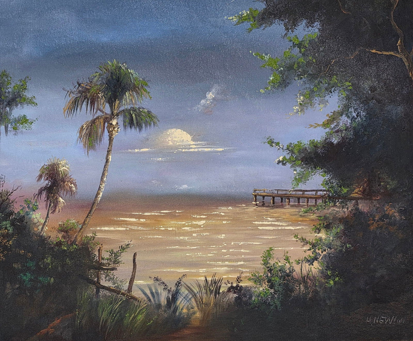 Harold Newton was an American landscape artist. He was a founding member of the Florida Highwaymen, - MJ Auction Gallery - Painting