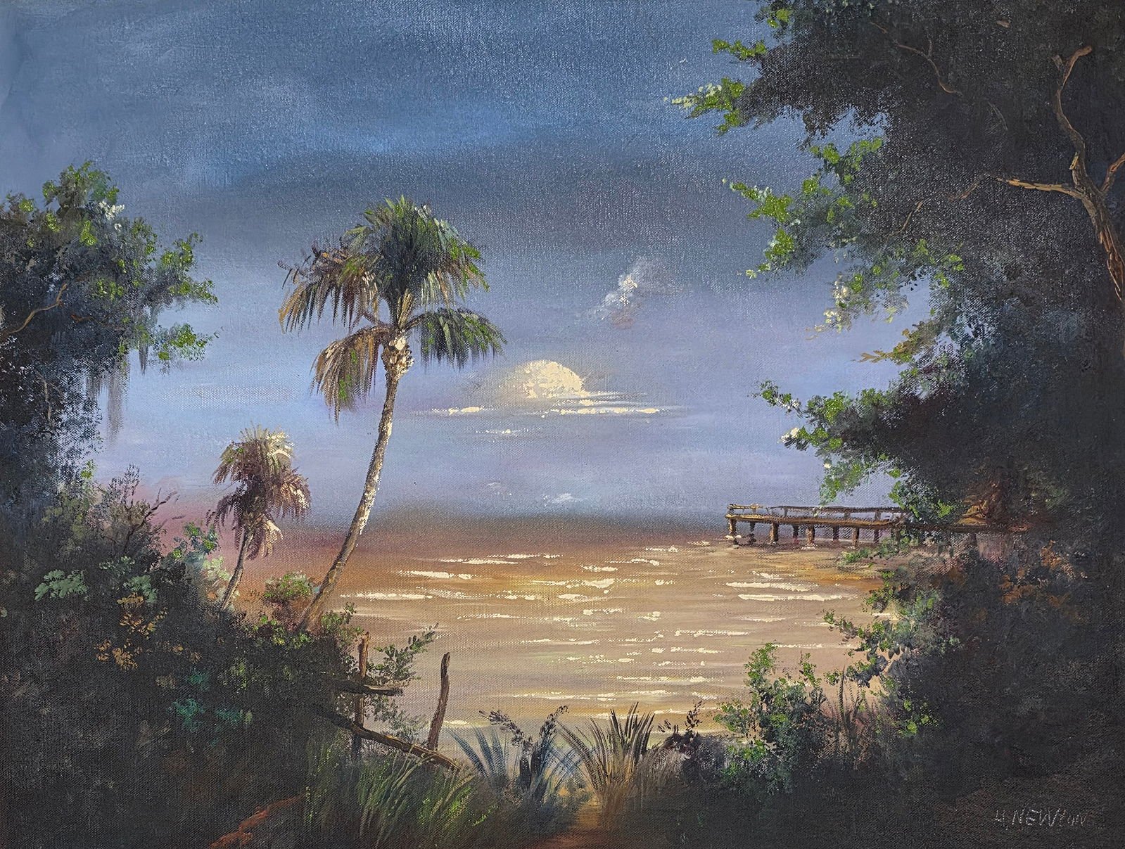 Harold Newton was an American landscape artist. He was a founding member of the Florida Highwaymen, - MJ Auction Gallery - Painting