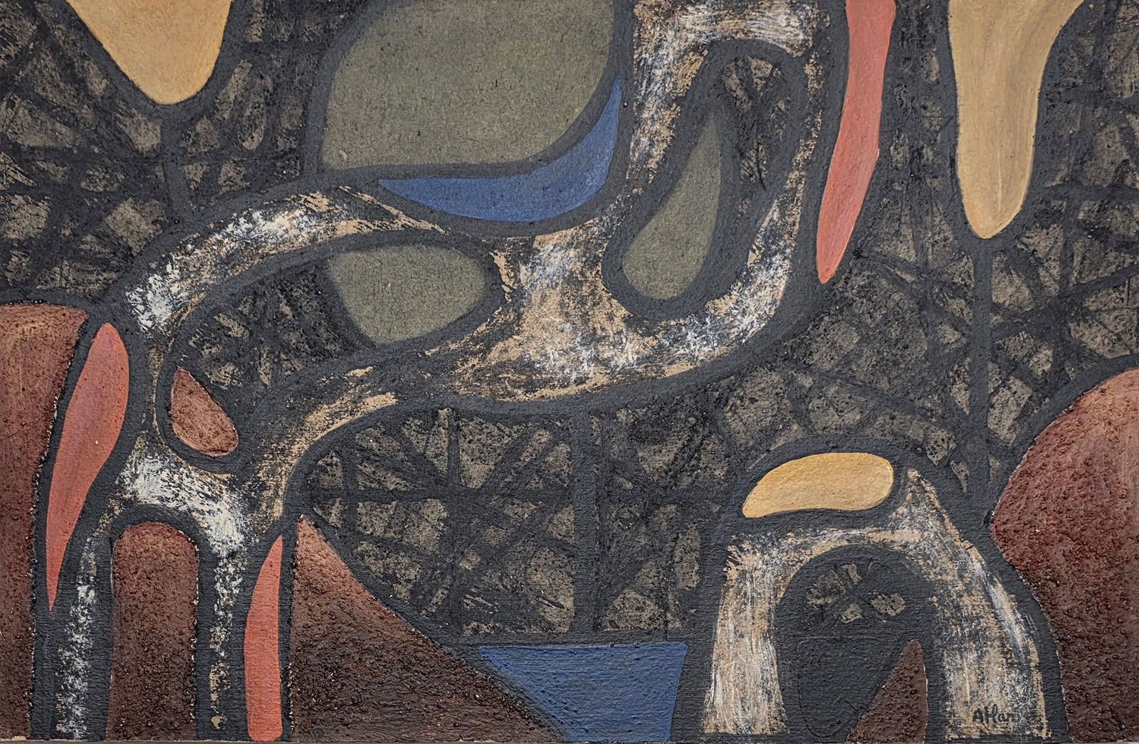 Jean-Michel Atlan lived in the XX cent., a remarkable figure of French-Jewish Art Informel. in 1941, - MJ Auction Gallery - Painting