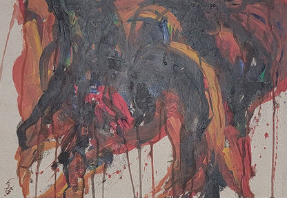 Kazuo Shiraga, a Japanese artist, created abstract paintings using his feet and explored themes of - MJ Auction Gallery - Painting