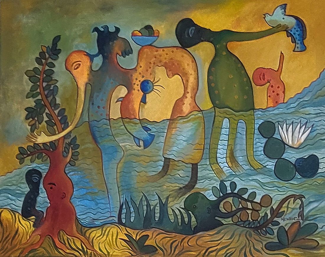 Manuel Mendive Hoyos is an Afro - Cuban artist. Mendive was born in Havana, Cuba, in 1944. His family - MJ Auction Gallery - Painting