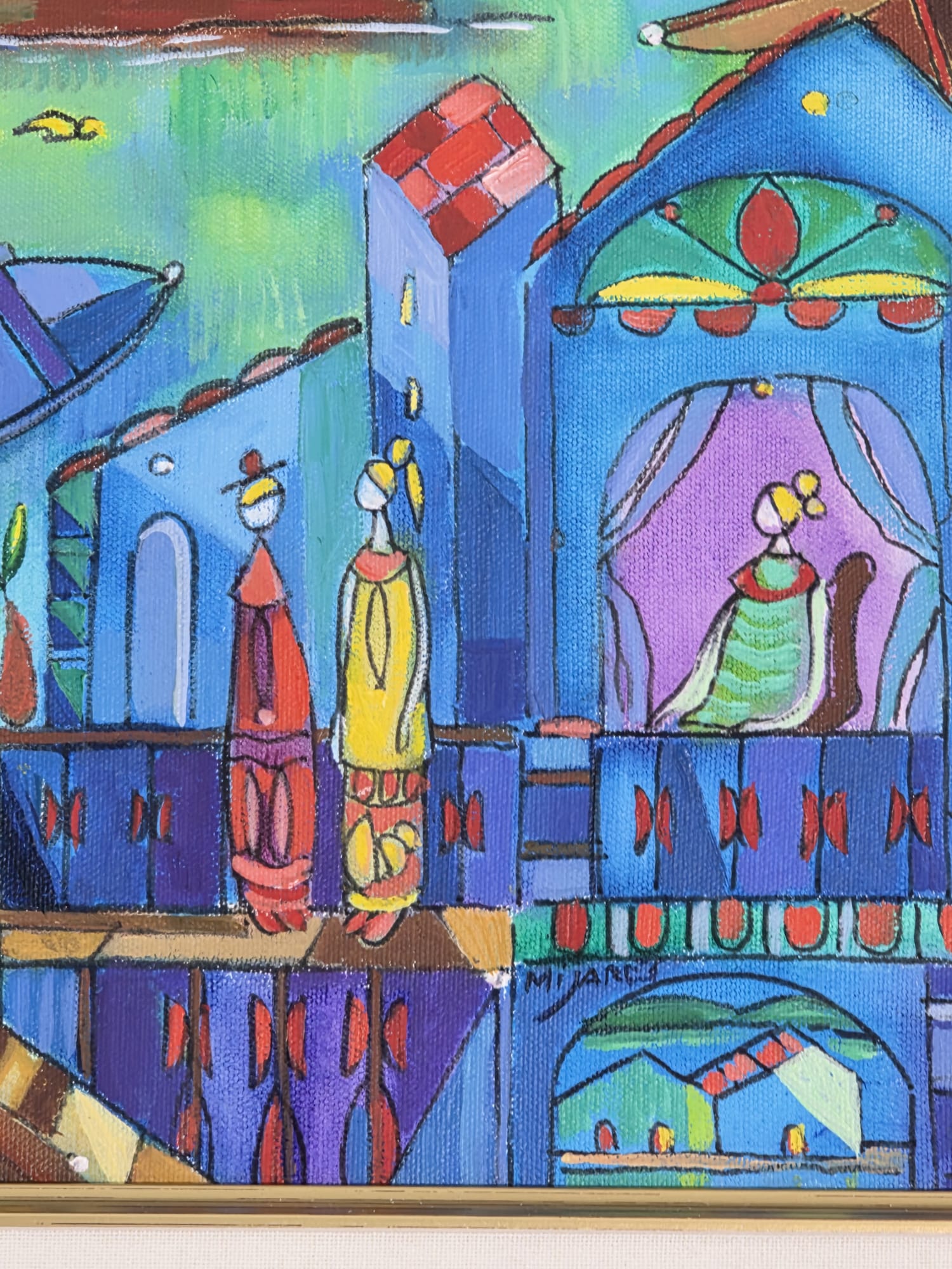 Oil on Canvas of a Coastal Village (Jose María Mijares) - MJ Auction Gallery - Painting