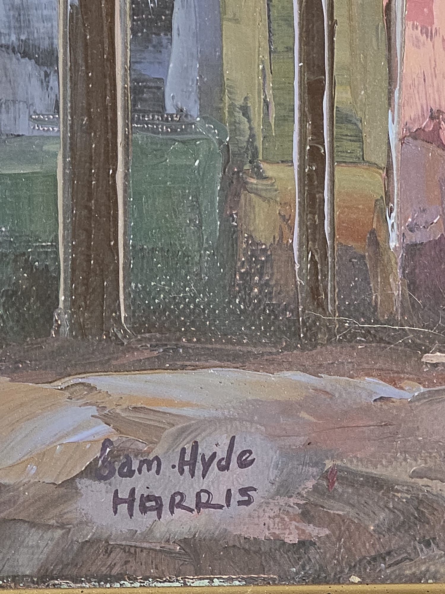 Oil on Canvas Urban Scene (Sam Hyde Harris) - MJ Auction Gallery - Painting