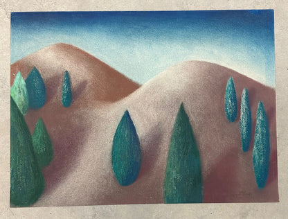 Pastel Landscape with Trees (Georgia O'Keeffe) - MJ Auction Gallery - Painting