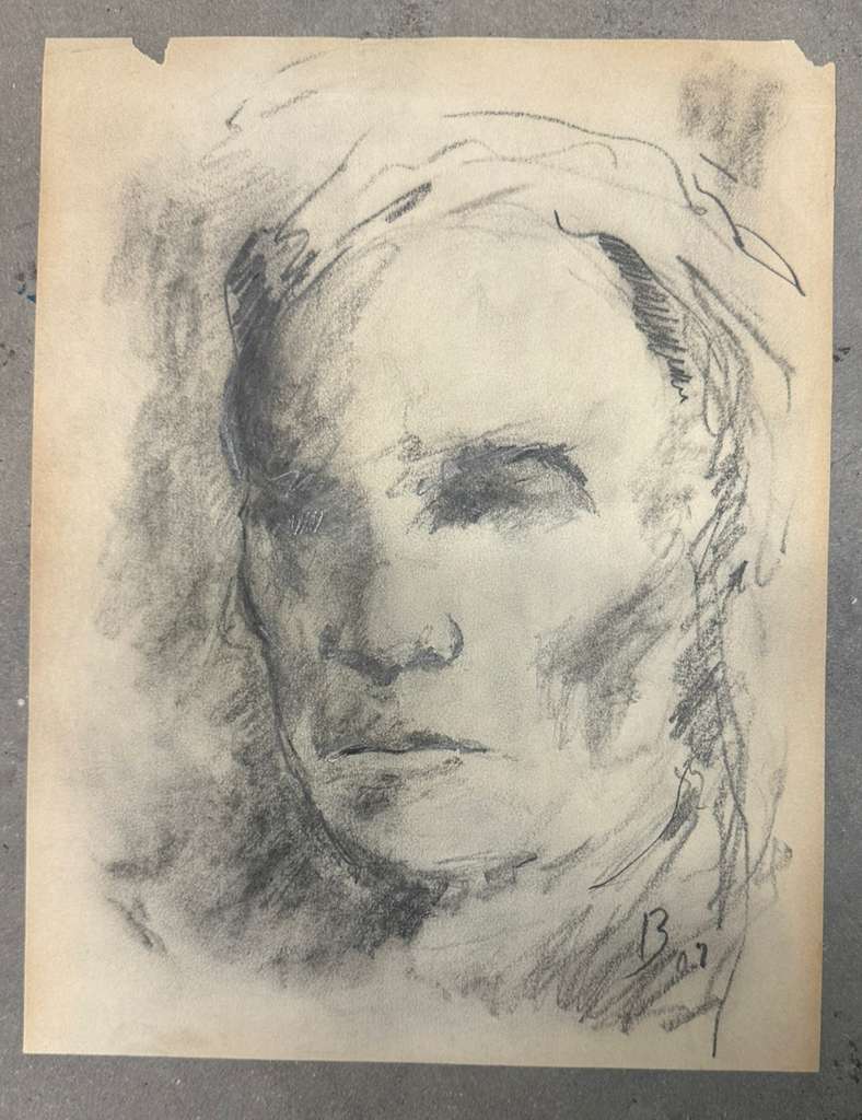 Pencil and Charcoal Portrait (B.) - MJ Auction Gallery - Painting