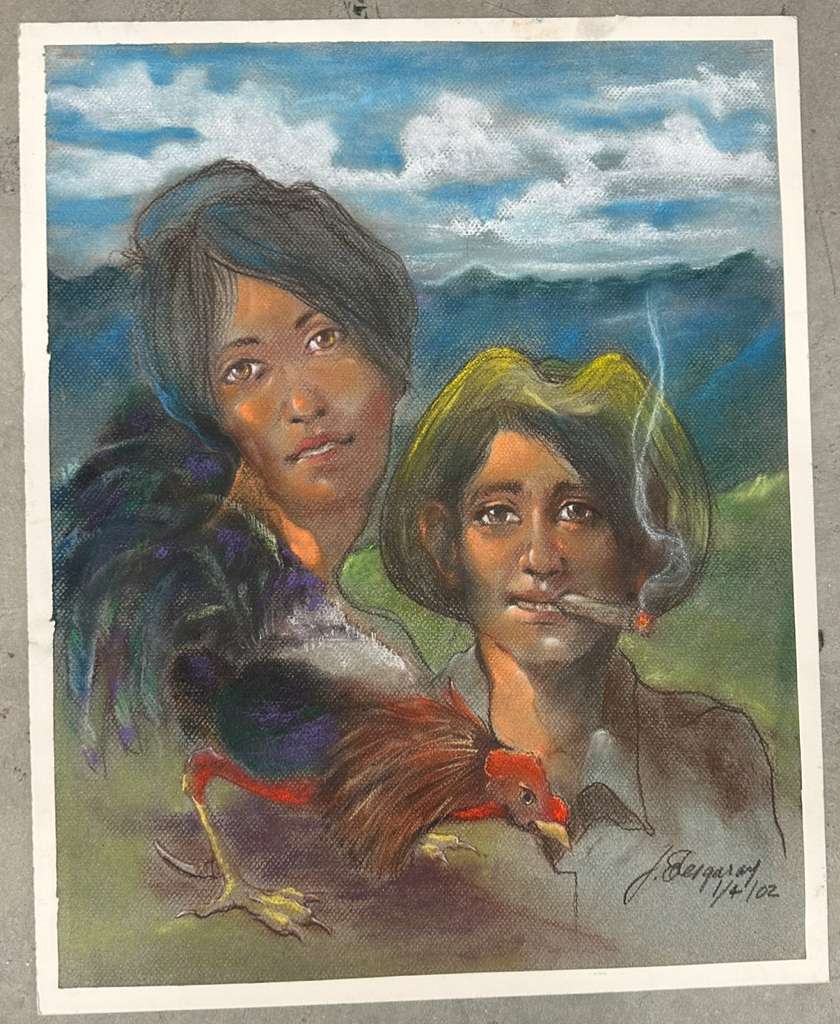Portrait with Rooster (J. Lergaray) - MJ Auction Gallery - Painting