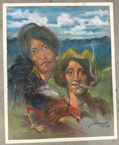 Portrait with Rooster (J. Lergaray) - MJ Auction Gallery - Painting