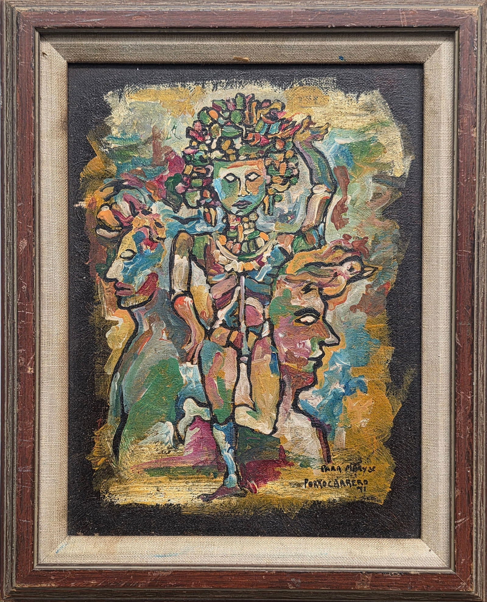 René Portocarrero (born Havana, 24 February 1912; died Havana, 7 April 1985) was a Cuban artist - MJ Auction Gallery - Painting