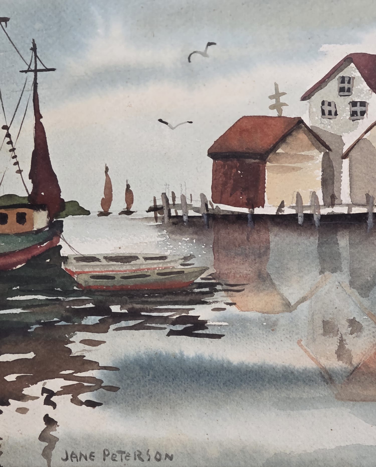 Watercolor Coastal Scene (Jane Peterson) - MJ Auction Gallery - Painting