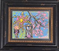 Watercolor Composition with Hourglass and Symbols (K. Haring)