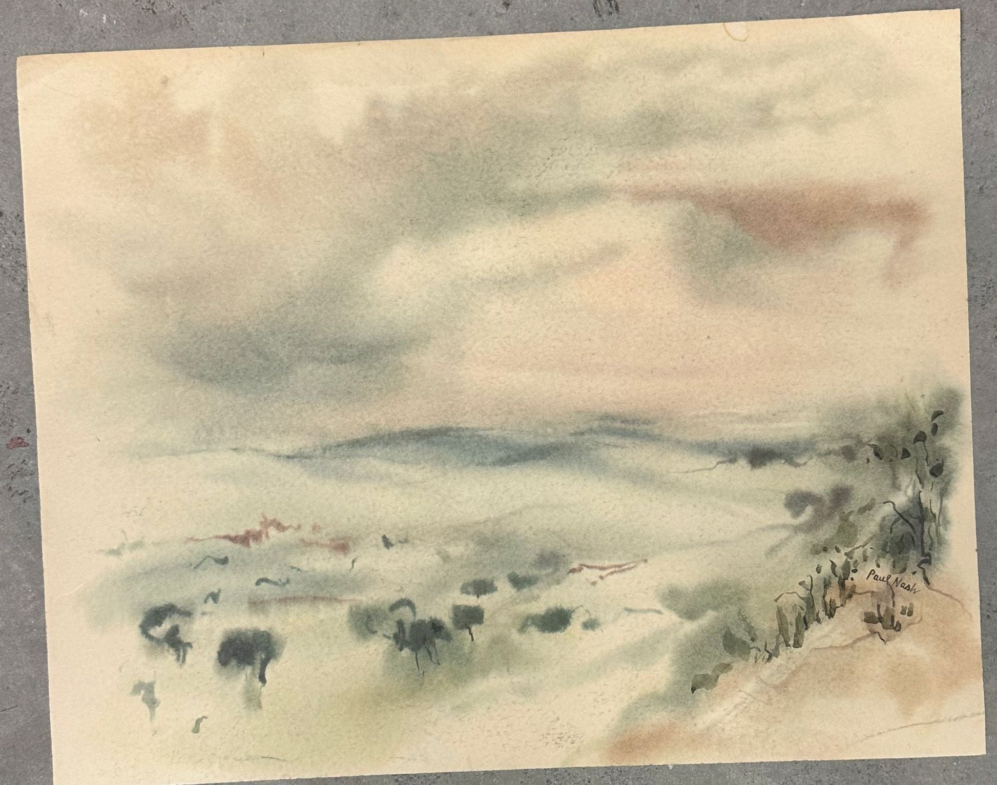 Watercolor Landscape (Paul Nash) - MJ Auction Gallery - Painting