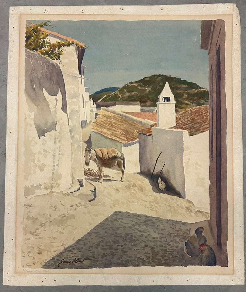 Watercolor Landscape with Horse and Birds (James A. Ernist) - MJ Auction Gallery - Painting