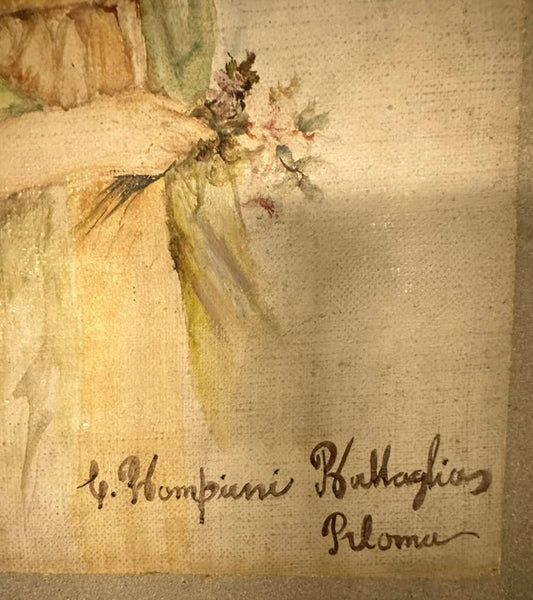 Watercolor of a Young Woman in a Delicate Dress (Clelia Bompiani) - MJ Auction Gallery - Painting