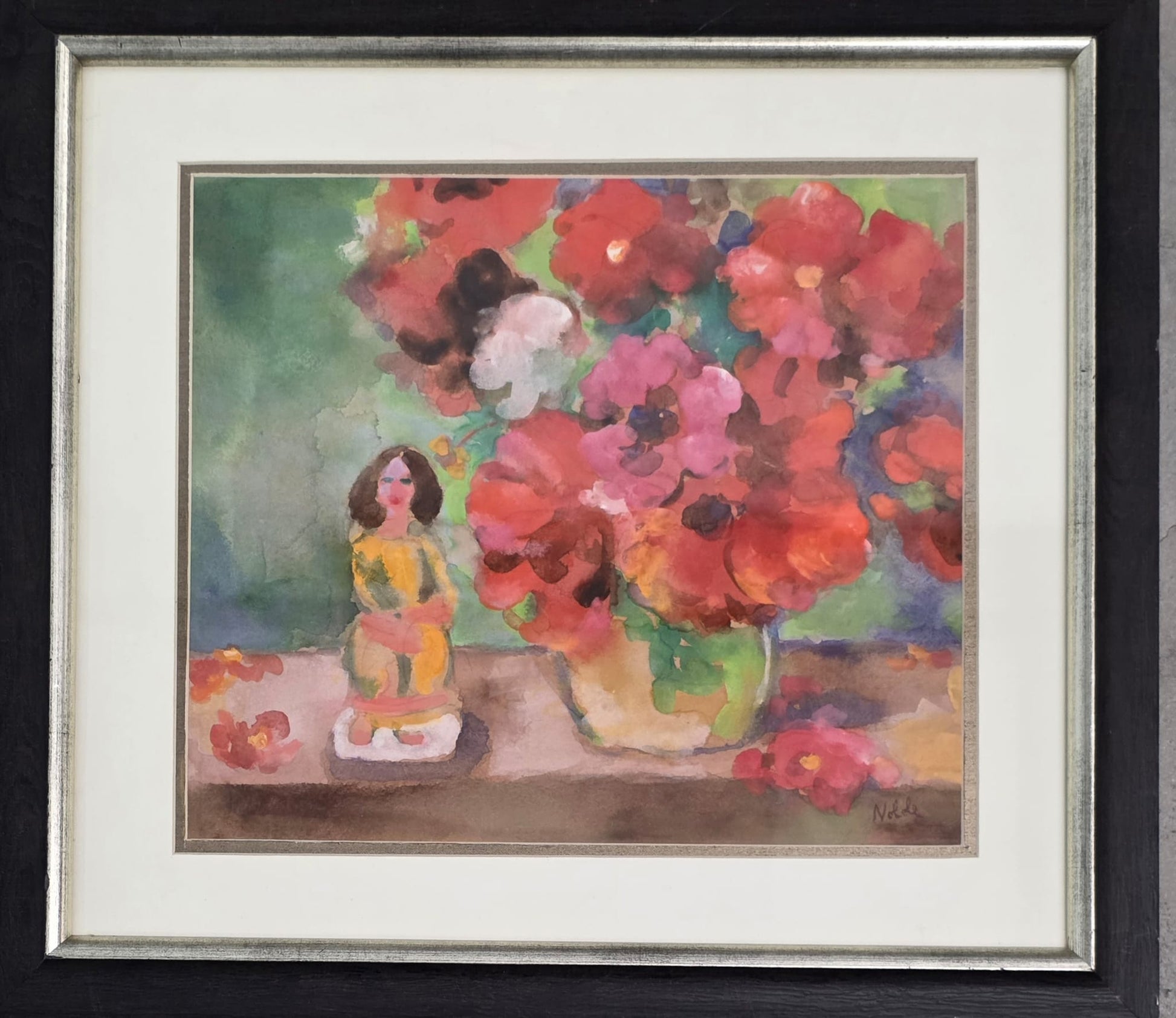 Watercolor of Flowers and Figure (Emil Nolde) - MJ Auction Gallery - Painting