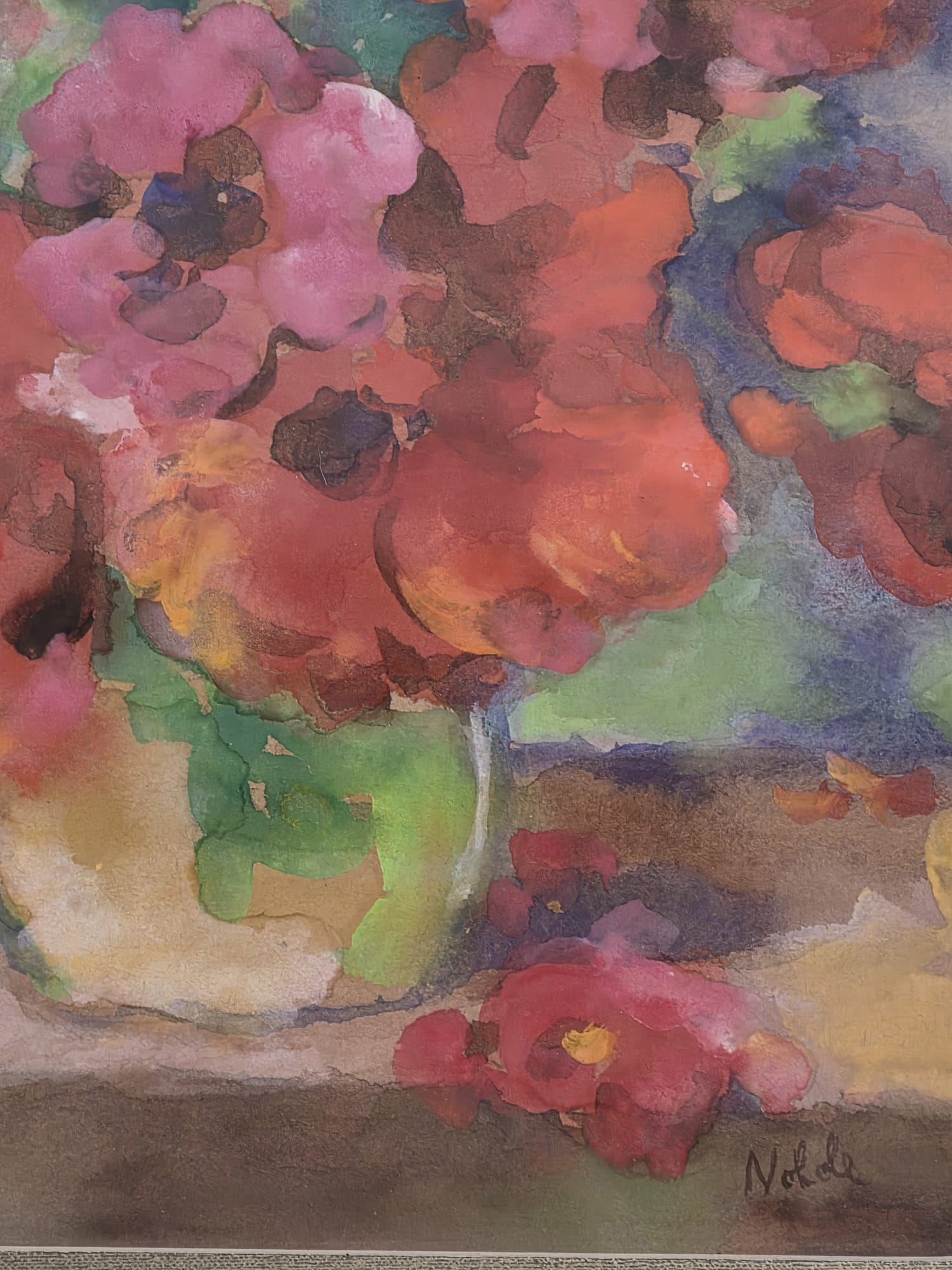 Watercolor of Flowers and Figure (Emil Nolde) - MJ Auction Gallery - Painting